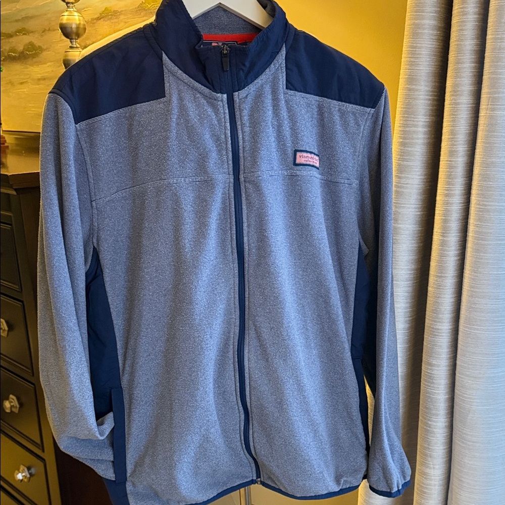 Vineyard Vines Gray and Navy Lightweight fleece Jacket